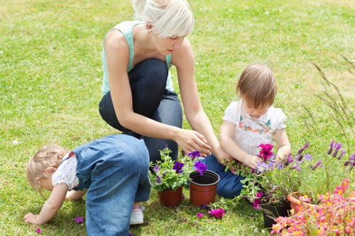 Wood chipping and composting operations in local garden project